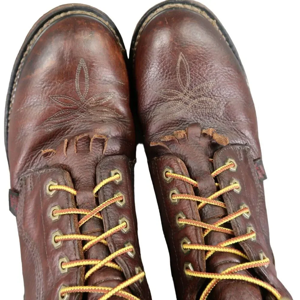 Tony Lama Shoes Mens 10 Boots Work Timber Lace Up Leather Waterproof Utility Mid